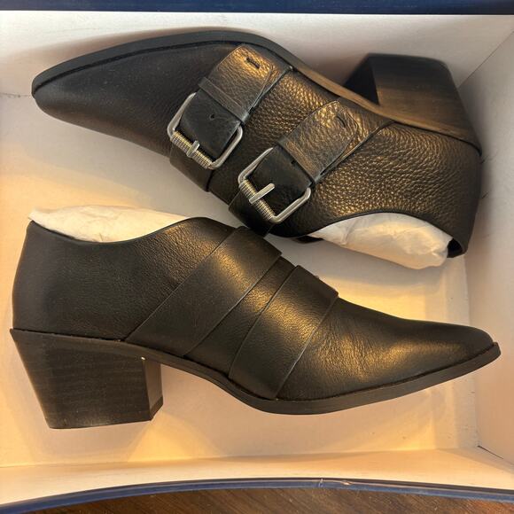Splendid Carla Buckle Boots 6.5 Black Leather NWT Ankle Booties Anthro Western - Picture 3 of 7